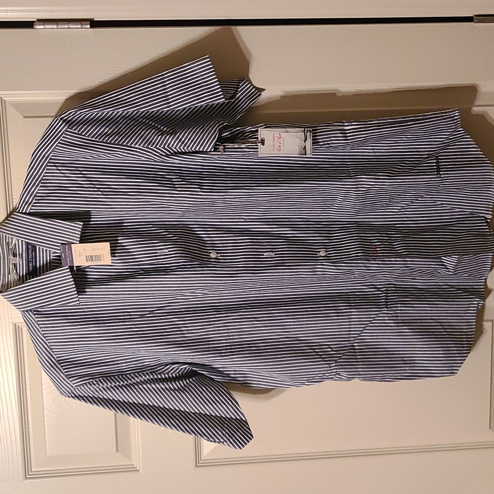 Daniel Cremieux Collection, L, Grey and White stripes